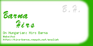 barna hirs business card